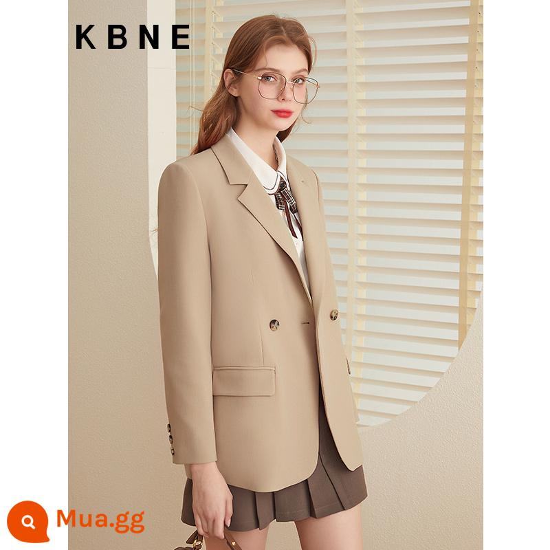 Blazer nữ mùa xuân và mùa thu bộ đồ nhỏ giản dị kbne2023 mùa thu mới phiên bản Hàn Quốc giảm béo - Kaki màu gỗ