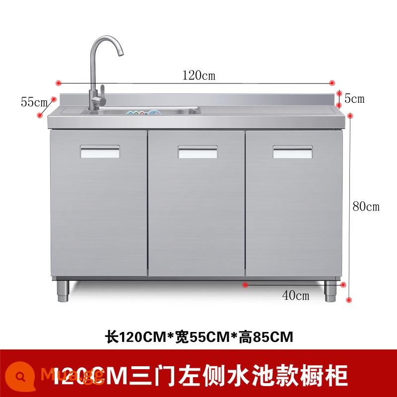 Inox tổng thể tủ tùy chỉnh tổng thể tủ bếp 304 tích hợp tùy chỉnh bếp thành phẩm hộ gia đình kinh tế nông thôn toàn bộ - Tấm cửa không dấu vân tay 304 Tủ hồ bơi bên trái 120 cm