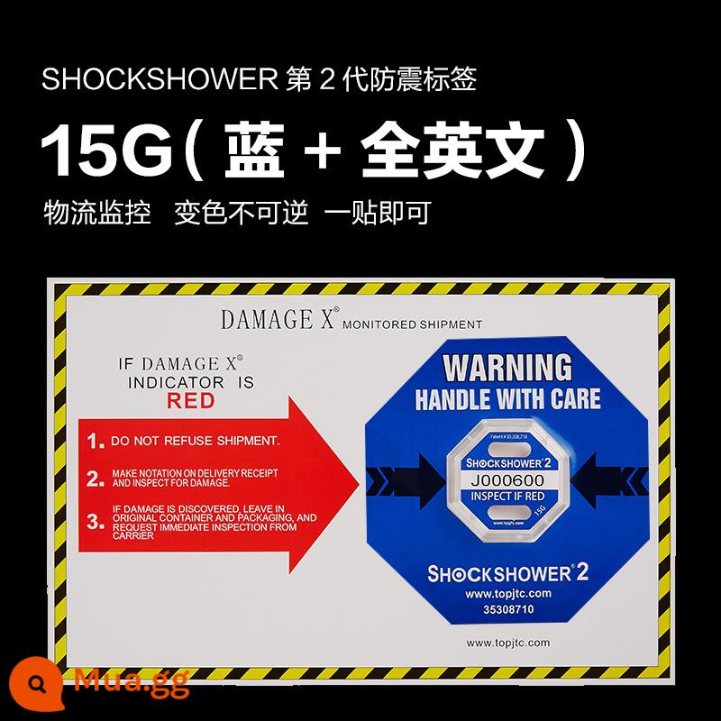 SHOCKSHOWER2 thế hệ nhãn nghiêng chống rung giám sát vận chuyển hậu cần miếng dán cảnh báo tác động chống va chạm - Phiên bản nội địa màu xanh lam (15G+tất cả tiếng Anh)