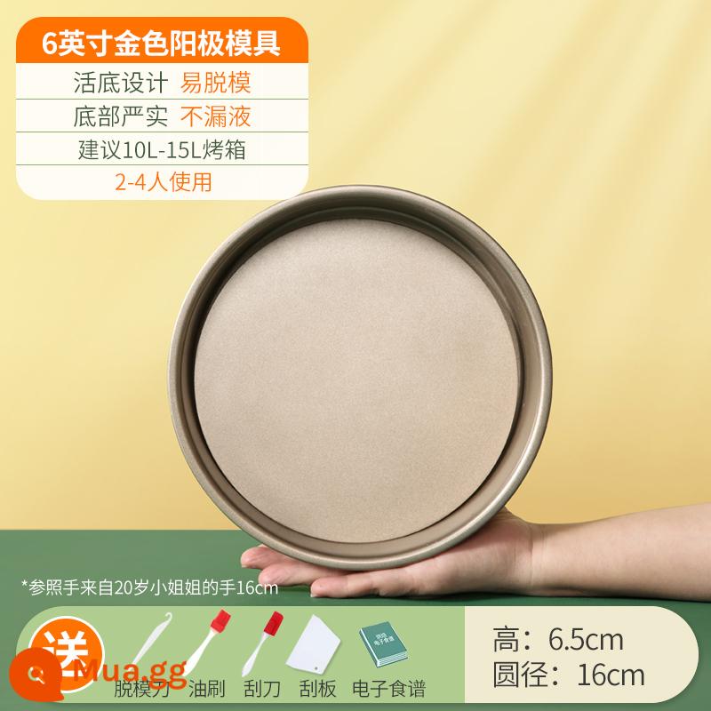 Khuôn Làm Bánh Voan Hộ Gia Đình Bộ Mousse Sống Đáy Lò Nướng Công Cụ Mài Mòn 468 6/8 Phôi 4 Inch - [Vàng] Đáy tròn 6 inch + năm quà tặng hấp dẫn