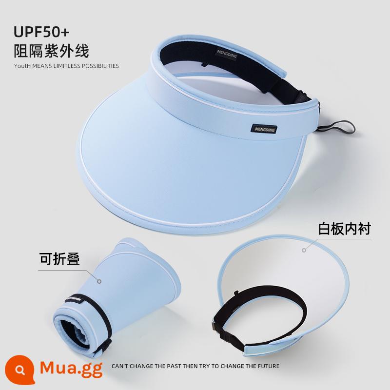 UPF50 + Mùa Hè Vành Lớn Hat Nữ UV Chống Tia UV Trống Top Hat Đi Xe Đạp Mặt Hat - [Có thể nâng cấp để cuộn] Màu xanh