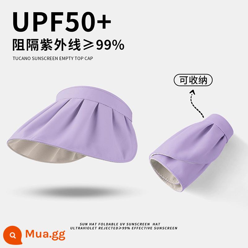 UPF50 + mũ chống nắng cho nữ đi xe đạp mùa hè mũ chống tia cực tím vành lớn vỏ sò che nắng hàng đầu rỗng tấm che nắng uv - [Phong cách lưu trữ có thể điều chỉnh] Khoai môn Tím - Đáy màu be (đi kèm dây chống gió)