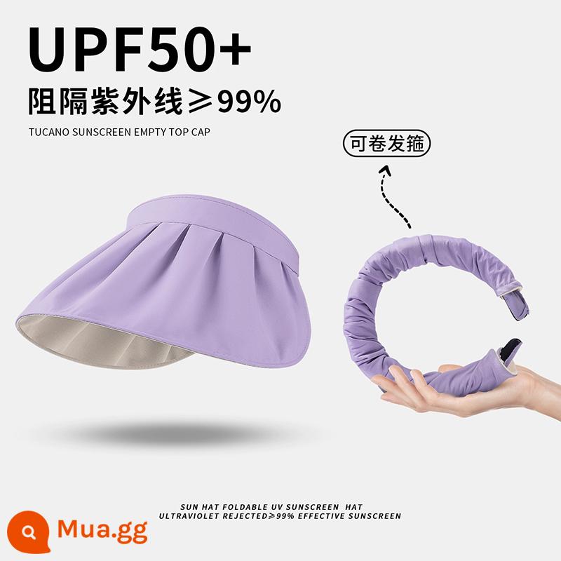 UPF50 + mũ chống nắng cho nữ đi xe đạp mùa hè mũ chống tia cực tím vành lớn vỏ sò che nắng hàng đầu rỗng tấm che nắng uv - [Mẫu đa năng đeo tay] Đáy khoai môn màu tím-be (đi kèm dây chống gió)