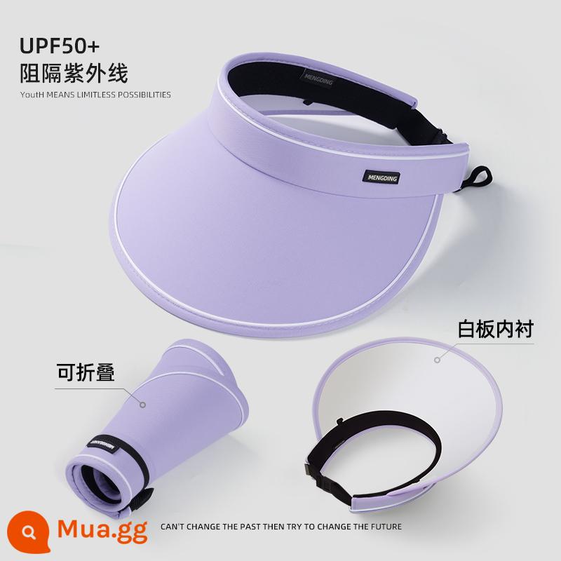 UPF50 + Mùa Hè Vành Lớn Hat Nữ UV Chống Tia UV Trống Top Hat Đi Xe Đạp Mặt Hat - [Có thể nâng cấp để cuộn] Màu tím