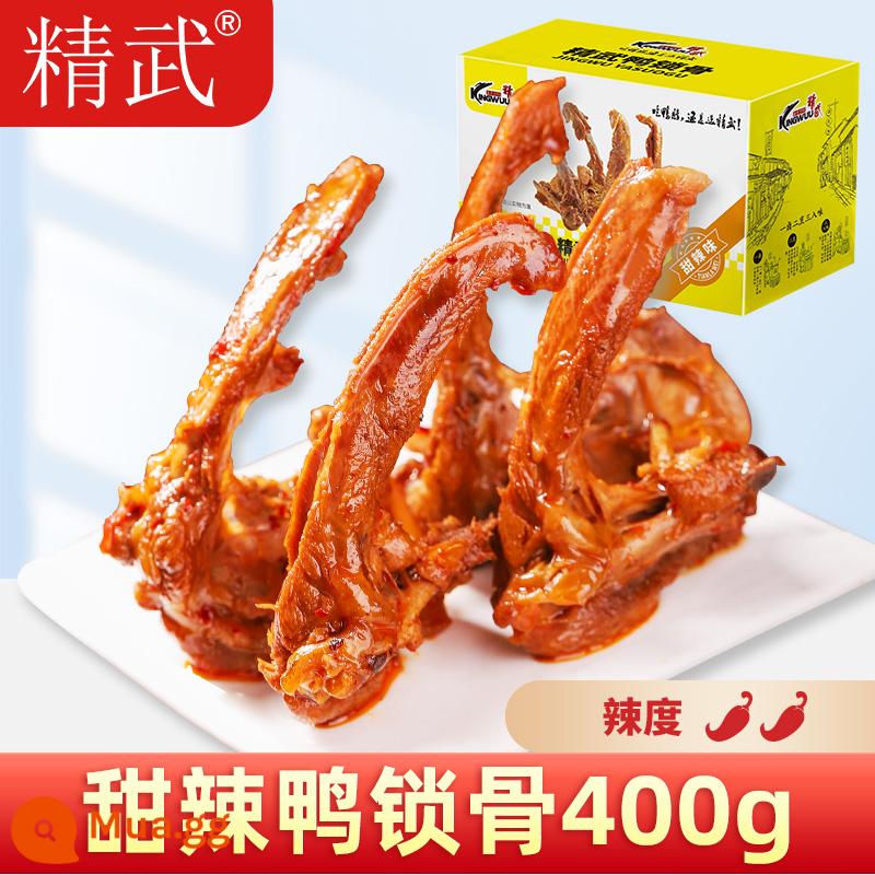 Jingwu Duck Neck 450g Vịt Snack Gói Quà Snack Snack Thực phẩm Vũ Hán Đặc sản Vịt om Cánh Cổ Cánh Xương Đòn - Xương vịt cay ngọt 400g (món thứ 2 giảm một nửa giá, vui lòng mua 2 món)