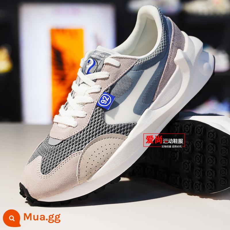 Giày thể thao Li Ning 22 mùa thu mới thời trang nam nữ vuông tròn cổ điển dòng chảy bố Giày AGCS107/108 - [Nam] AGCS107-1 xám đá/xám bạc