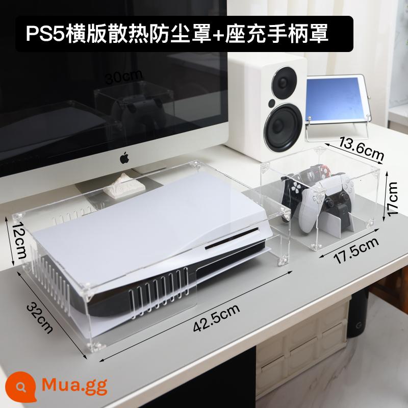 Vỏ Sony PS5 Máy Chủ Bụi Phụ Kiện Trò Chơi Vỏ Acrylic Tay Cầm Giường Túi Làm Mát Vỏ Bảo Vệ NS - [Gói tản nhiệt] Tấm che bụi tản nhiệt PS5 nằm ngang + Nắp điều khiển