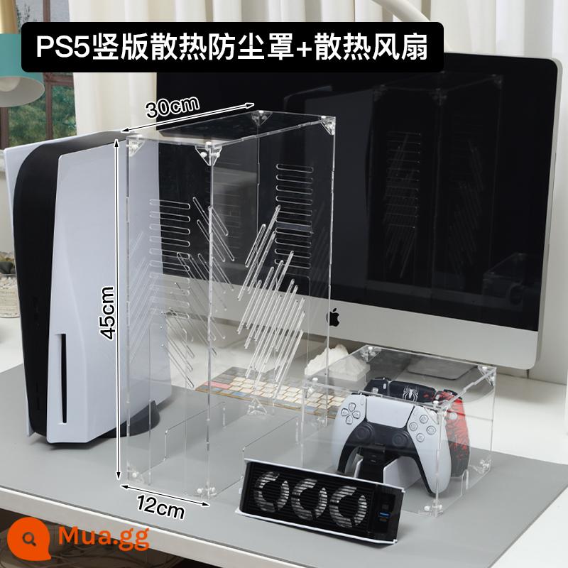 Vỏ Sony PS5 Máy Chủ Bụi Phụ Kiện Trò Chơi Vỏ Acrylic Tay Cầm Giường Túi Làm Mát Vỏ Bảo Vệ NS - [Gói làm mát] Tấm che bụi làm mát PS5 dọc + quạt làm mát