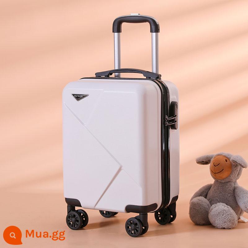 Vali 14 inch, vali nhỏ và nhẹ, hộp mật khẩu bền và chắc chắn, vali có bánh xe đa năng, vali xe đẩy 16 inch - Phiên bản tia sét màu trắng sữa, bền bỉ