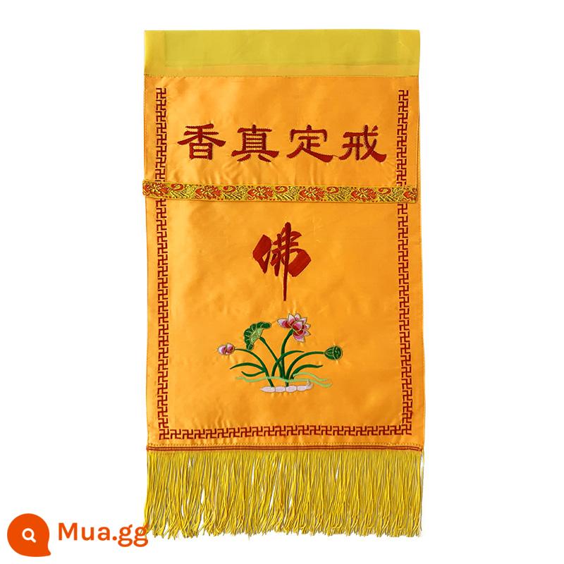 Jieding Zhenxiang Buddha Hall Chùa Đền Jacquard Tray Banner Hoa sen Wanzi Buddha thêu tay Biểu ngữ tượng Phật bọc bàn - Bông sen nhỏ vạn chữ