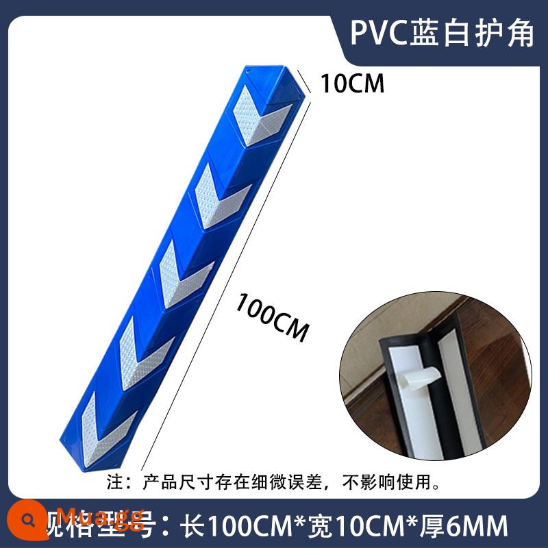 Dải góc PVC dải cạnh bãi đậu xe bảo vệ dải chống va chạm mềm Bảo vệ góc EVA mà không cần đục lỗ bảo vệ góc cao su - PVC góc vuông màu xanh và trắng 1000 * 100 * 6MM