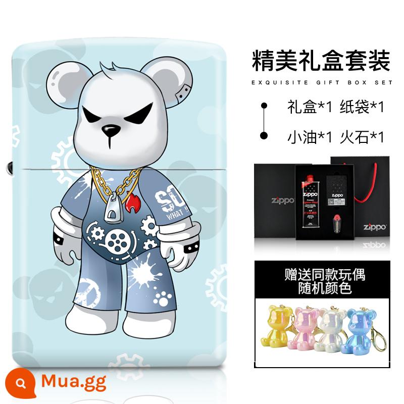 Zippo Light Qiku Bear Bear American Bản gốc nhập khẩu chính thức chính thức Zip để tặng quà cho con trai - Trendy Bear-Blue (Bộ hộp quà tặng) Ngẫu nhiên tặng cùng một con búp bê