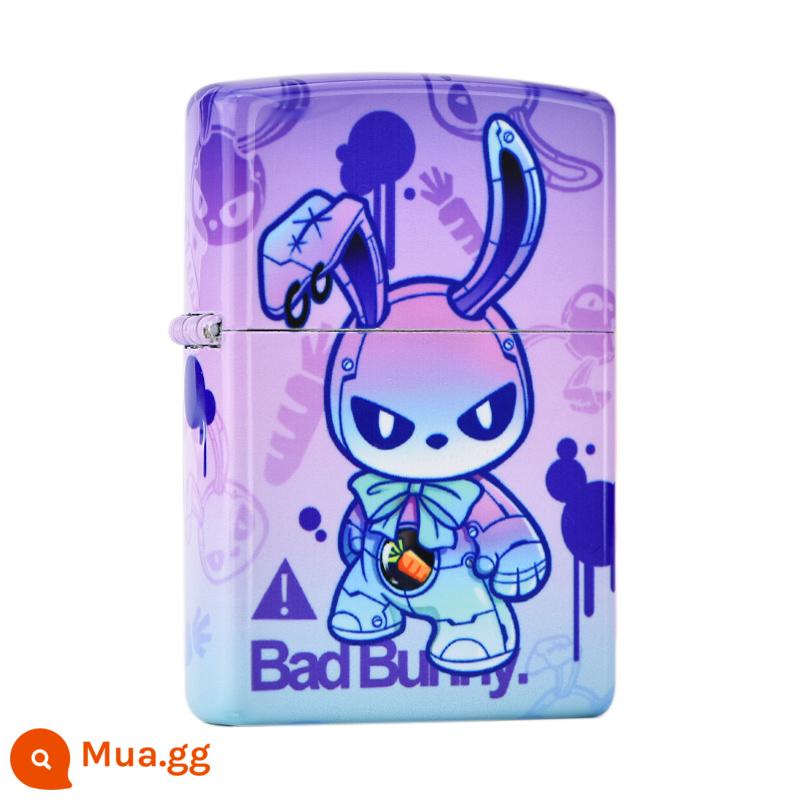 Bật lửa Zippo chính hãng chính hãng in màu thủy triều chơi dây kéo thỏ hoạt hình Quà tặng Zippo chính hãng cho bạn trai - Màu Tím Thỏ Hợp Thời Trang (máy đơn không chứa dầu)