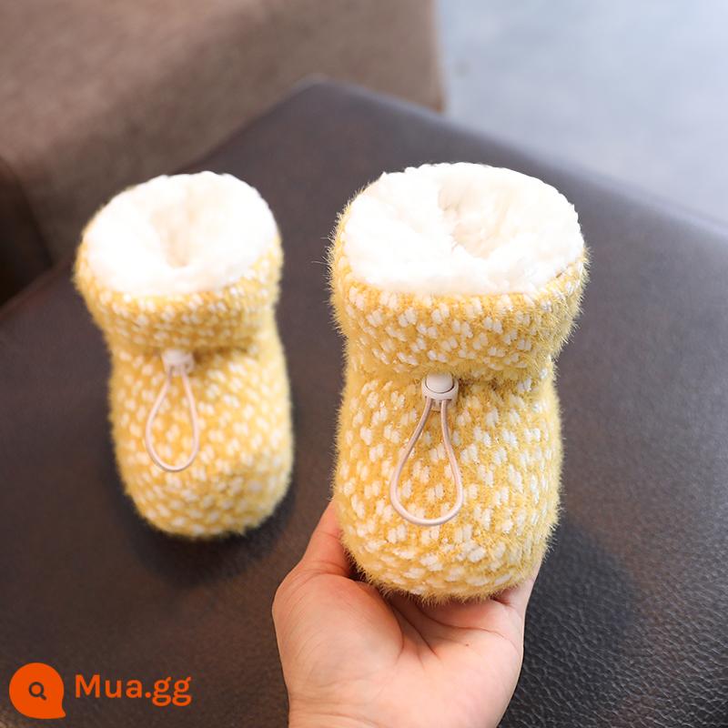 Giày Cho Bé Mùa Thu Đông Ấm Áp Dày Plus Nhung Đế Mềm 0-12 Tháng Trẻ Sơ Sinh Giày Cotton Không Rơi Trăng Tròn giày Cho Bé - Nhung bông tuyết màu vàng