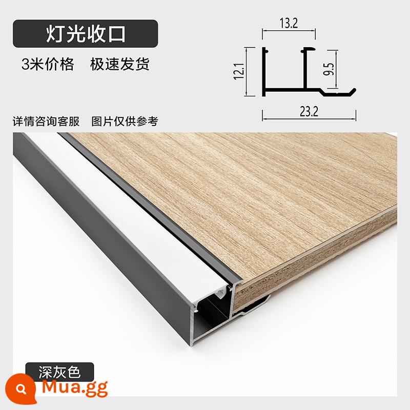 Tấm tường 9mm dải cạnh phát sáng hợp kim nhôm chiếu sáng dải cạnh hồ sơ dải thẻ veneer dải trang trí dây kim loại - Đèn đóng 9mm/màu xám