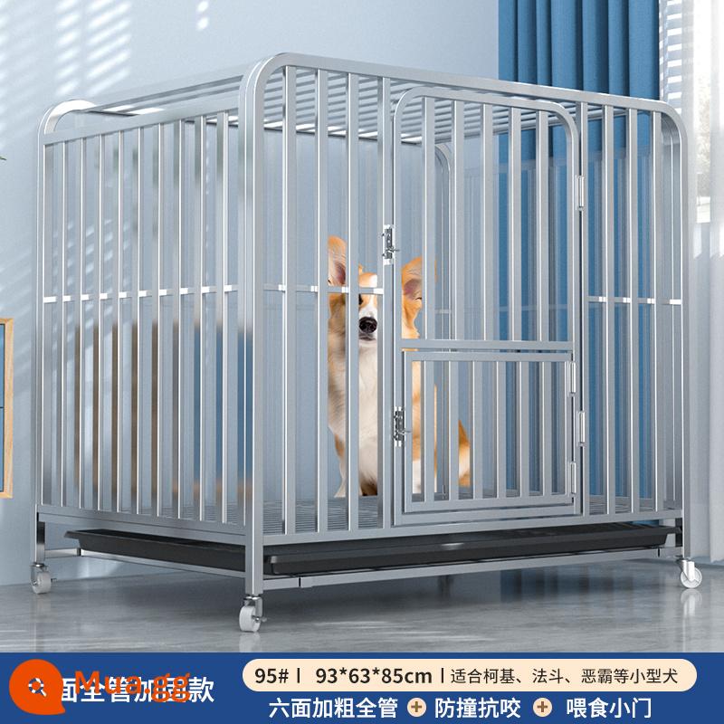 Chuồng chó dành cho chó lớn, cỡ vừa có toilet riêng, chuồng chó Golden Retriever Labrador đặc biệt trong nhà cực lớn - Ống vuông sáu cạnh màu bạc 93*63*85 (trong vòng 70 pound)