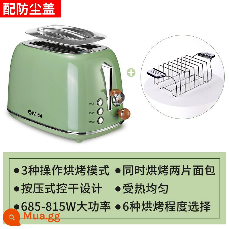 Máy nướng bánh mì Wiltal của Đức tại nhà nhỏ máy nướng bánh mì máy nướng bánh mì sandwich slice máy nướng bánh mì - Màu xanh ô liu (có lớp phủ bụi)