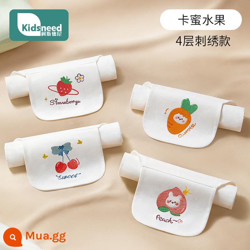 Khăn thấm mồ hôi cotton nguyên chất cho bé mẫu giáo bé có thể thêu tên cotton baby pad khăn thấm mồ hôi lưng bé trai bé gái Hàn - Tên thêu-4 gói-Cami Fruit-4 lớp (kiểu thêu)