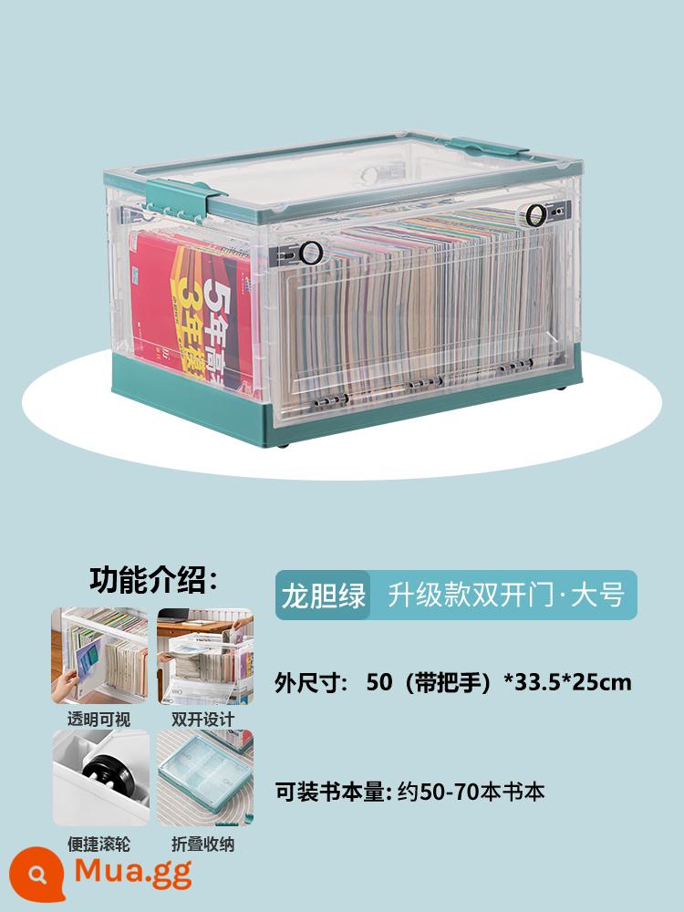 Book Storage Box Lớp học sử dụng cuốn sách -T -Sách lưu trữ hộp sách Book Book Storage Hộp lưu trữ nhà trong suốt tổ chức - [Trong suốt/Xanh Gentian/Lớn] Dài 50 Chiều rộng 33,5 Chiều cao 25cm