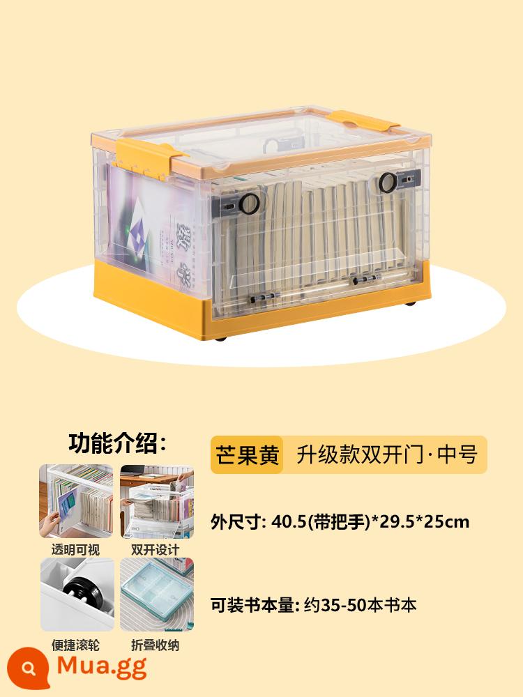 Book Storage Box Lớp học sử dụng cuốn sách -T -Sách lưu trữ hộp sách Book Book Storage Hộp lưu trữ nhà trong suốt tổ chức - [Trong suốt/Vàng xoài/Trung bình] Dài 40,5 Chiều rộng 29,5 Cao 25cm