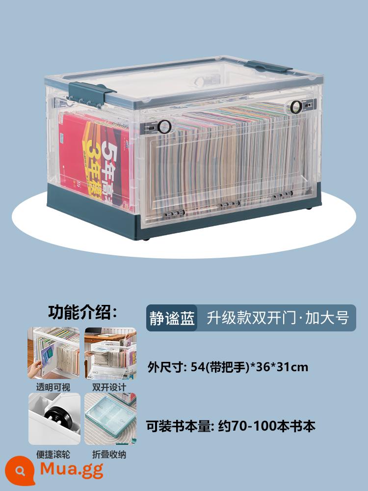 Book Storage Box Lớp học sử dụng cuốn sách -T -Sách lưu trữ hộp sách Book Book Storage Hộp lưu trữ nhà trong suốt tổ chức - [Trong suốt/Xanh lam yên tĩnh/Cực lớn] Chiều dài 51 Chiều rộng 36 Chiều cao 31cm