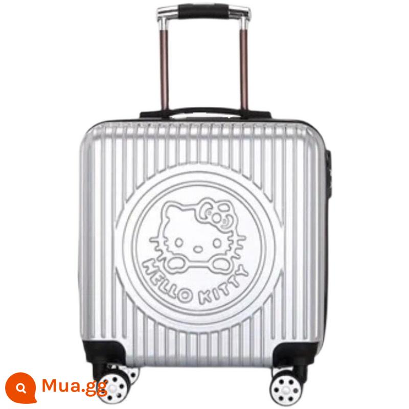 Xe đẩy trẻ em HelloKitty vali 20 inch nữ đa năng bánh xe sinh viên vali máy bay giá rẻ - Vật liệu dày màu bạc được nâng cấp tùy chỉnh độc quyền Cột nhôm bánh xe im lặng