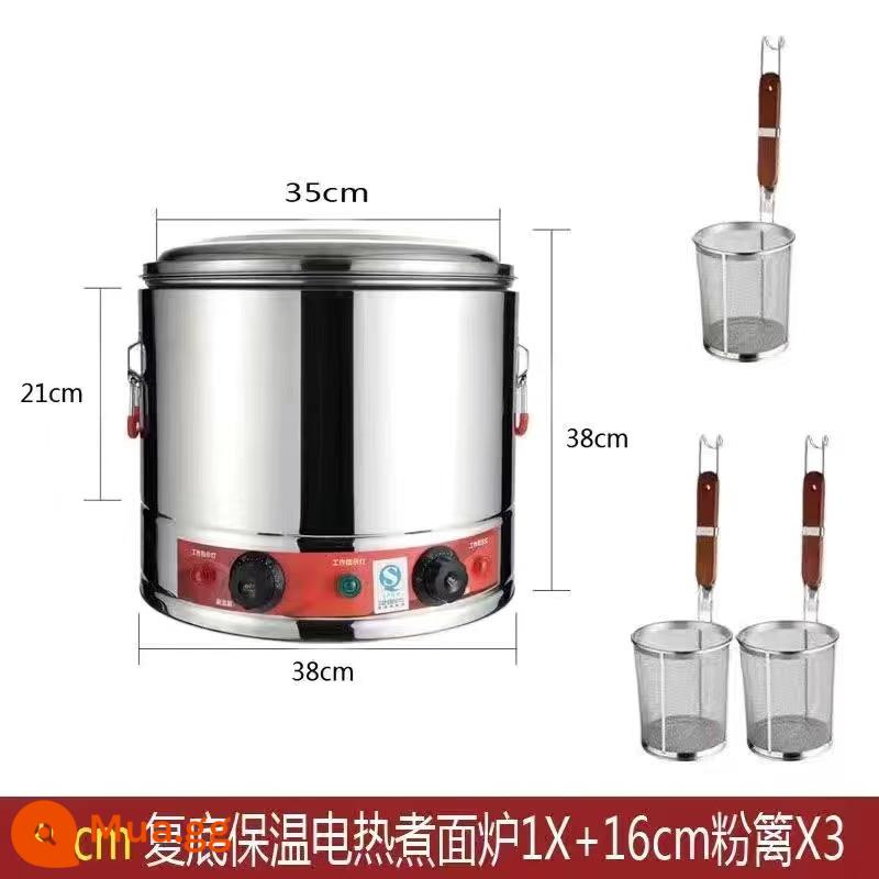 Điện sưởi điện Máy tính để bàn 304 Thép phẳng Re -re -Boiling Xô bánh bao bánh bao - 35 cm (đáy ghép hoàn toàn để chống nhòe) với 3 chiếc 16 hàng rào màu hồng không có vách ngăn