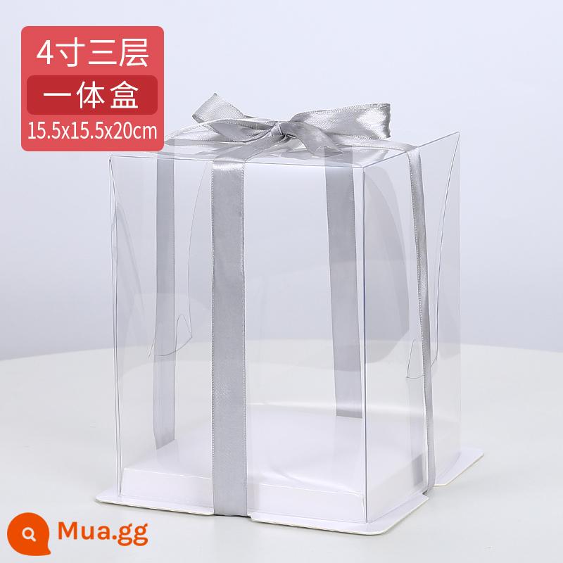 Hộp bánh sinh nhật hoàn toàn trong suốt bốn inch 4 inch 6 inch 8 inch 10 inch 12 inch hộp bao bì dùng một lần cao hai lớp - Vỏ tích hợp ba lớp 4 inch 15,5 * 15,5 * 20 cm