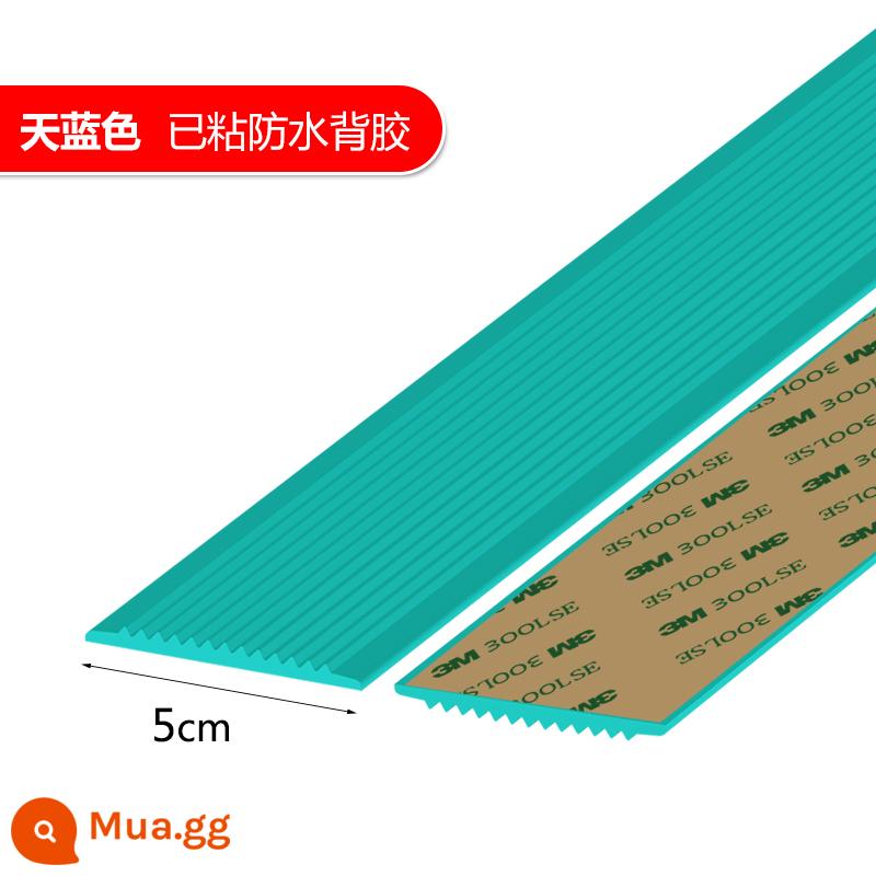 Mẫu giáo cầu thang dải chống trượt bước bước dải nhựa PVC dốc cao su viền đá cẩm thạch dải tự dính hộ gia đình - Màu xanh rộng 5cm