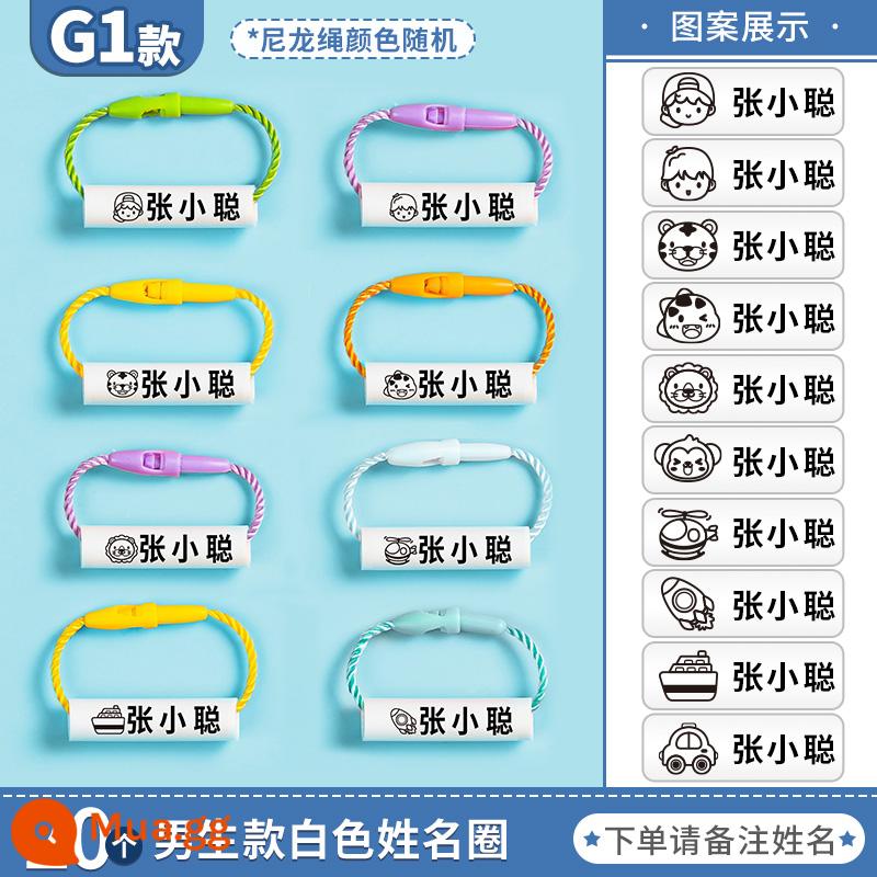 Mẫu giáo trẻ em nhãn dán tên tùy chỉnh mặt dây chuyền liệt kê tên bé nhãn dán giày nhãn hiệu màu tên vòng tròn - Mẫu G1 · vòng tròn nam màu trắng 20 miếng-tên nhận xét