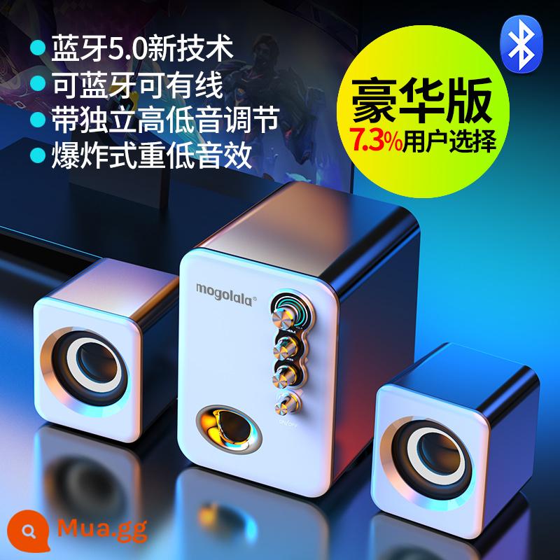 Âm Thanh Máy Tính Máy Tính Để Bàn Máy Tính Hộ Gia Đình Loa Nhỏ Quá Trọng Lượng Loa Bluetooth Có Dây Để Bàn Máy Tính Xách Tay Đa Năng - Phiên bản cao cấp [Trắng] Loa toàn dải âm trầm trường trung học + Bluetooth