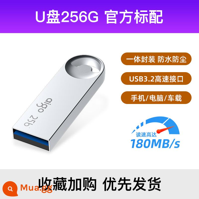 Ổ đĩa flash yêu nước 128g dung lượng lớn USB3.2 tốc độ cao trên ô tô ổ đĩa flash tùy chỉnh điện thoại di động máy tính ổ đĩa flash USB sử dụng kép đích thực - 256G [180M] Kim loại nhỏ