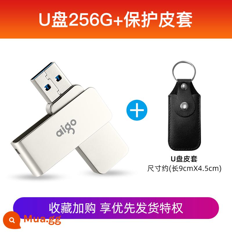 Ổ đĩa flash Patriot 128g USB tốc độ cao tùy chỉnh logo chữ dễ thương trên ô tô máy tính Ổ đĩa flash USB chính hãng dung lượng lớn - [256G] + bao da bảo vệ