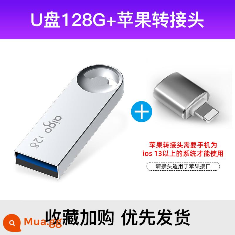 Nhà Yêu Nước Đèn LED 64G Tốc Độ Cao USB3.2 Mini Tùy Chỉnh Logo Máy Tính Đèn LED Cổng USB Ô Tô Chính Hãng Ổ Đĩa Flash 64G - Bộ chuyển đổi Apple 128G+