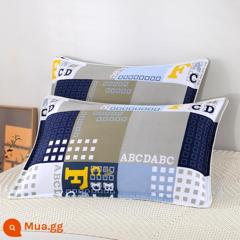 Vỏ gối cotton ins phong cách gia đình 48x74cm đôi 40*60 bọc đầu người duy nhất 100 vỏ gối cotton nguyên chất - Quân đội xanh