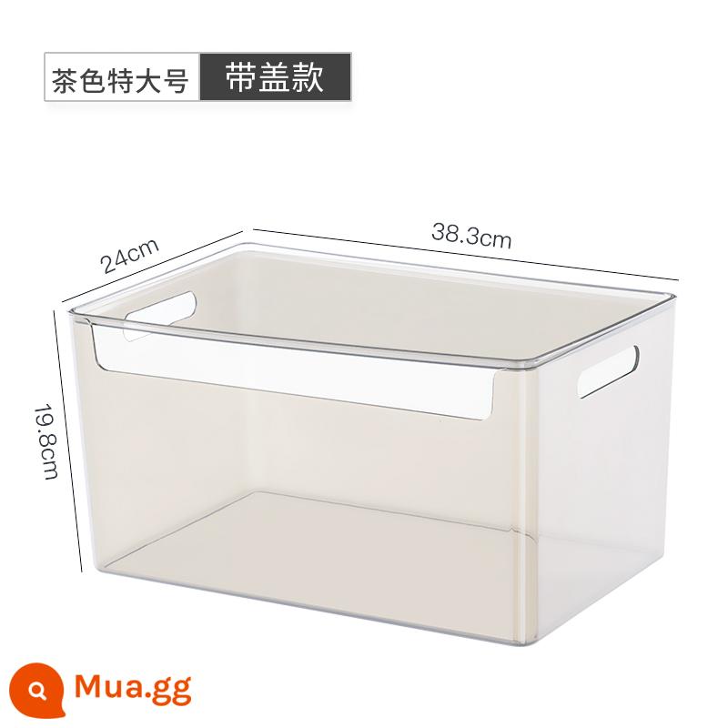 Máy Tính Để Bàn Hộp Bảo Quản Mặt Nạ Mỹ Phẩm Snack Giỏ Hoàn Thiện Hộp Acrylic Hộp Trong Suốt Hộ Gia Đình Linh Tinh Hộp Bảo Quản - Tan Extra Large - Có nắp [Có thể xếp chồng lên nhau]