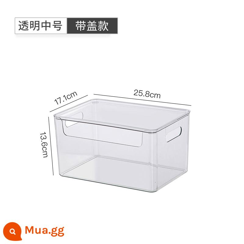 Máy Tính Để Bàn Hộp Bảo Quản Mặt Nạ Mỹ Phẩm Snack Giỏ Hoàn Thiện Hộp Acrylic Hộp Trong Suốt Hộ Gia Đình Linh Tinh Hộp Bảo Quản - Môi trường trong suốt - Có nắp [Có thể xếp chồng lên nhau]