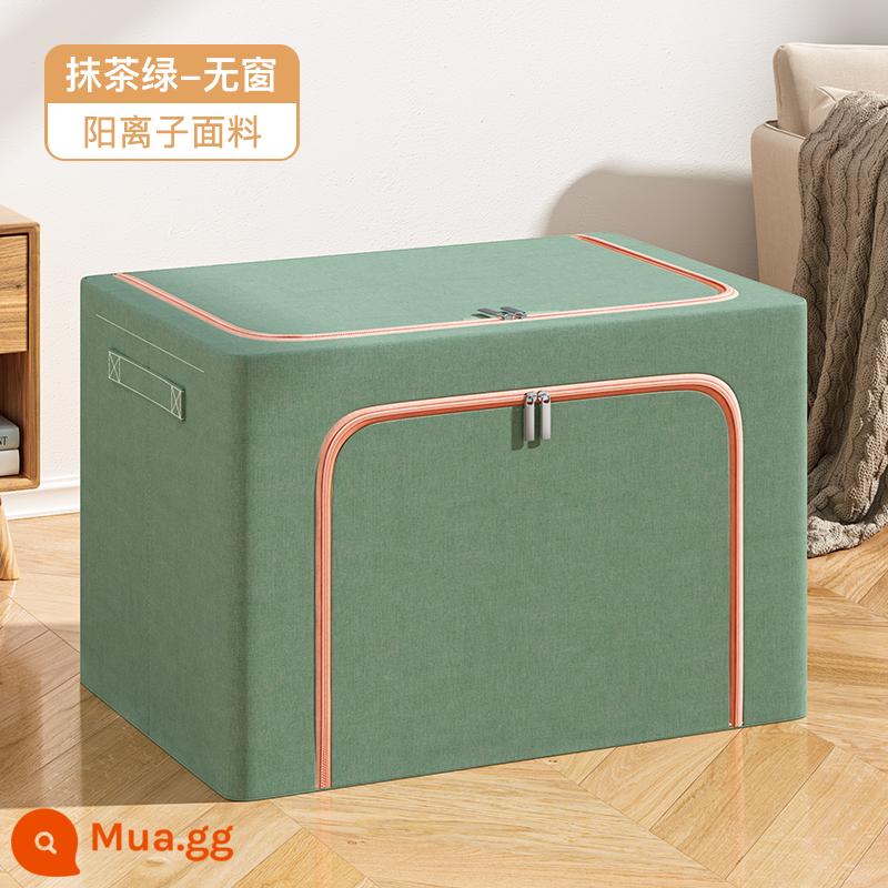 Hộp lưu trữ quần áo Xingyou Home Cotton và quần áo vải lanh Hộp hộp quần áo có thể được gấp lại để di chuyển hộp bena - Vải cation xanh không cửa sổ Matcha