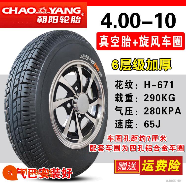 Chaoyang Tyre 4.00/4.50-10 xe điện 4 bánh xe tay ga dành cho người lớn 400/450-10 lốp ngoài không săm lốp - 4.00-10 Mái bằng 6 tầng Triều Dương [lắp bánh xe lốc xoáy]