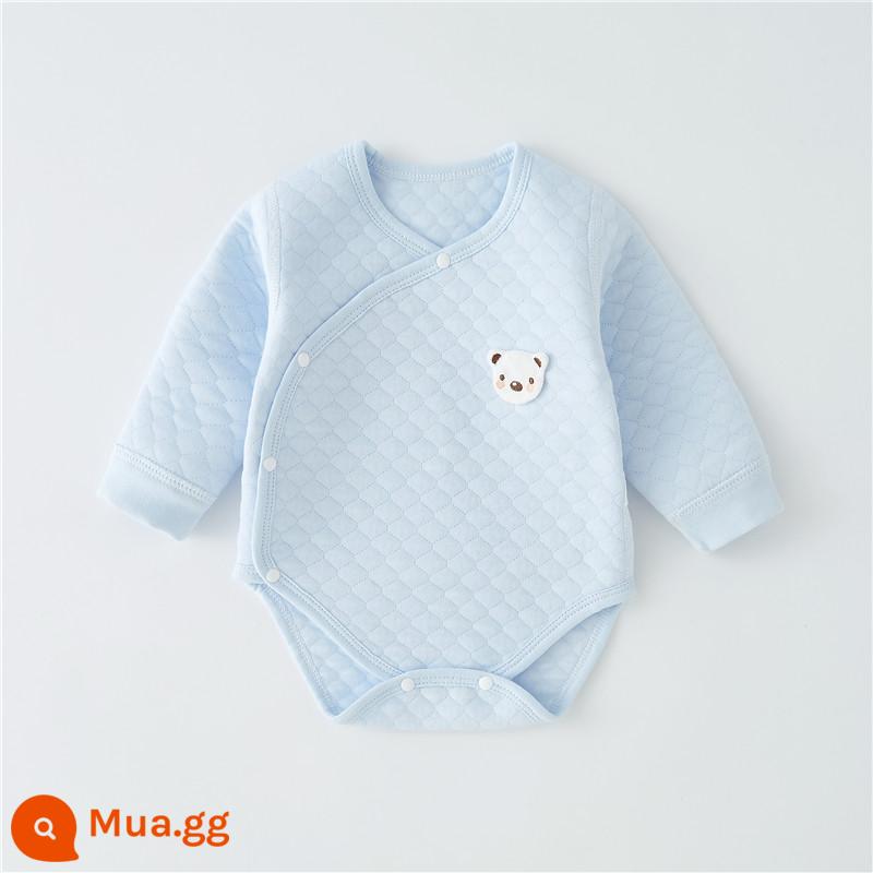 Em bé rắm quần áo vào mùa thu và mùa đông dày bên trong mặc áo khoác cotton cotton trẻ em trẻ em - Áo lót dài tay ấm áp màu xanh 9009