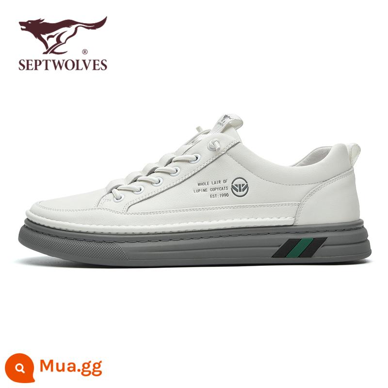 Giày Sneakers Septwolves Giày Trắng Nam Thoáng Khí Mùa Hè 2023 Mới Giày Da Nam Sneaker Nam Chính Hãng Giày Nam - Mẫu thời trang trắng xám 0137 (size giày da chuẩn)