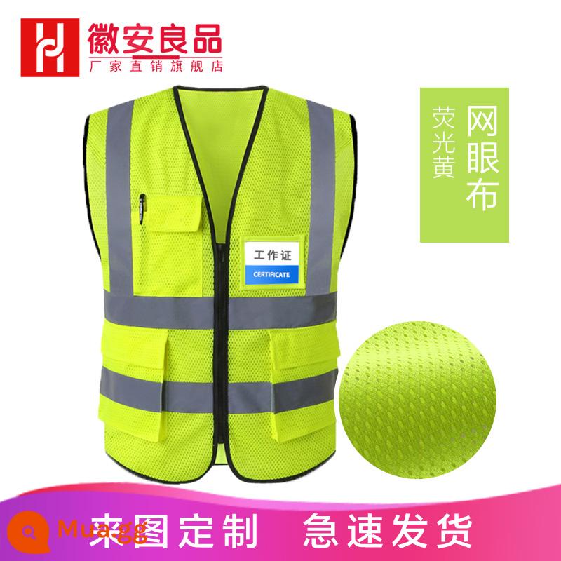 Có thể in lưới vệ sinh áo phản quang áo vest quần áo an toàn huỳnh quang công trình xây dựng áo vest màu vàng bộ đồ đi xe giao thông - màu vàng huỳnh quang