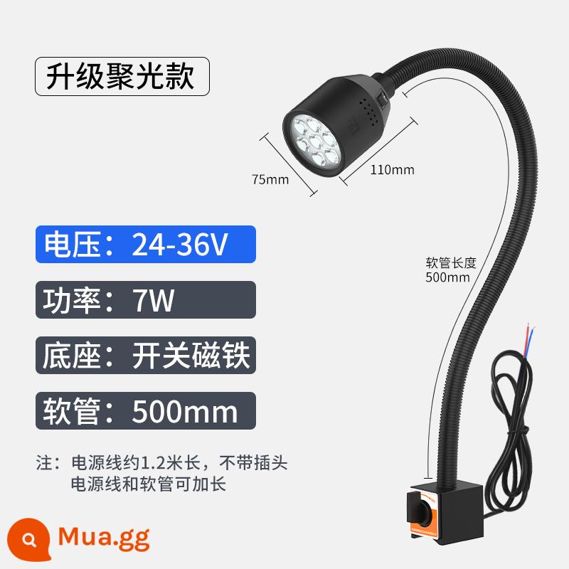 Đèn Led Máy Công Cụ Ánh Sáng Làm Việc 24V Bấm Máy Phay Chiếu Sáng Bảo Trì 36V Từ Tính Mạnh Cổ Ngỗng Vòi 220V Tiện Ánh Sáng - Nam châm lớn màu đen 7w24v500mm