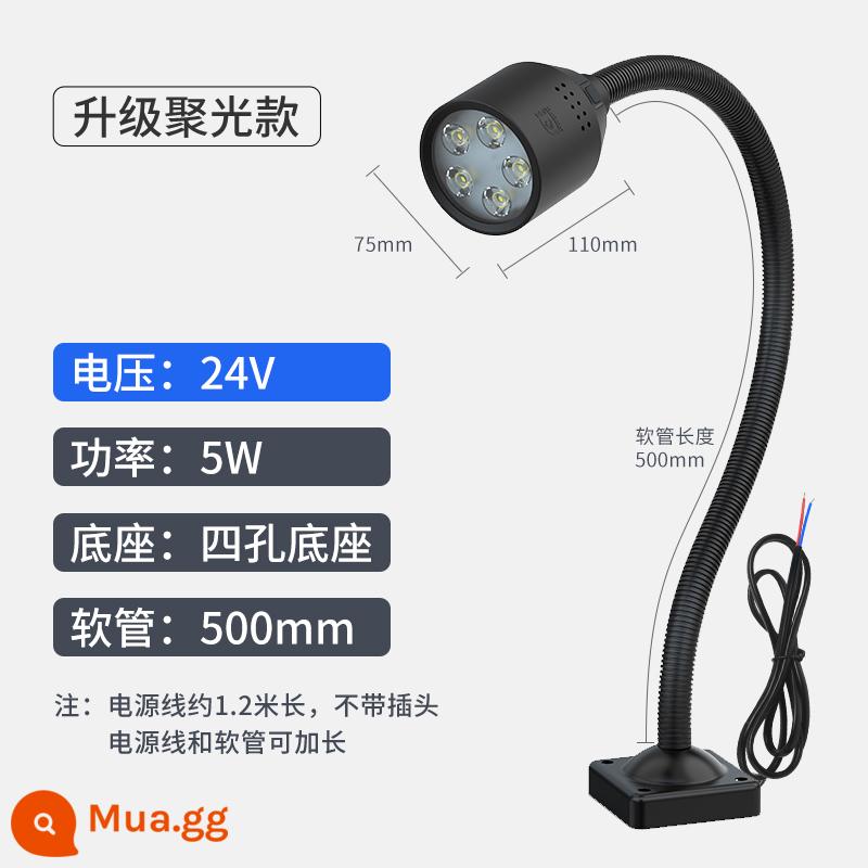 Đèn Led Máy Công Cụ Ánh Sáng Làm Việc 24V Bấm Máy Phay Chiếu Sáng Bảo Trì 36V Từ Tính Mạnh Cổ Ngỗng Vòi 220V Tiện Ánh Sáng - Kaki Lớn 4 lỗ 5W24V500mm