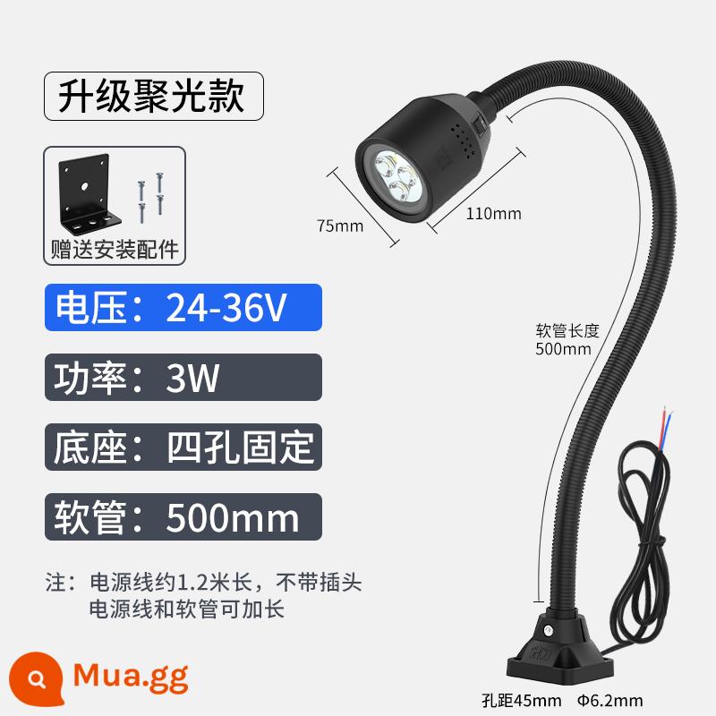 Đèn Led Máy Công Cụ Ánh Sáng Làm Việc 24V Bấm Máy Phay Chiếu Sáng Bảo Trì 36V Từ Tính Mạnh Cổ Ngỗng Vòi 220V Tiện Ánh Sáng - Vít cố định phiên bản nâng cấp 3w24v500mm