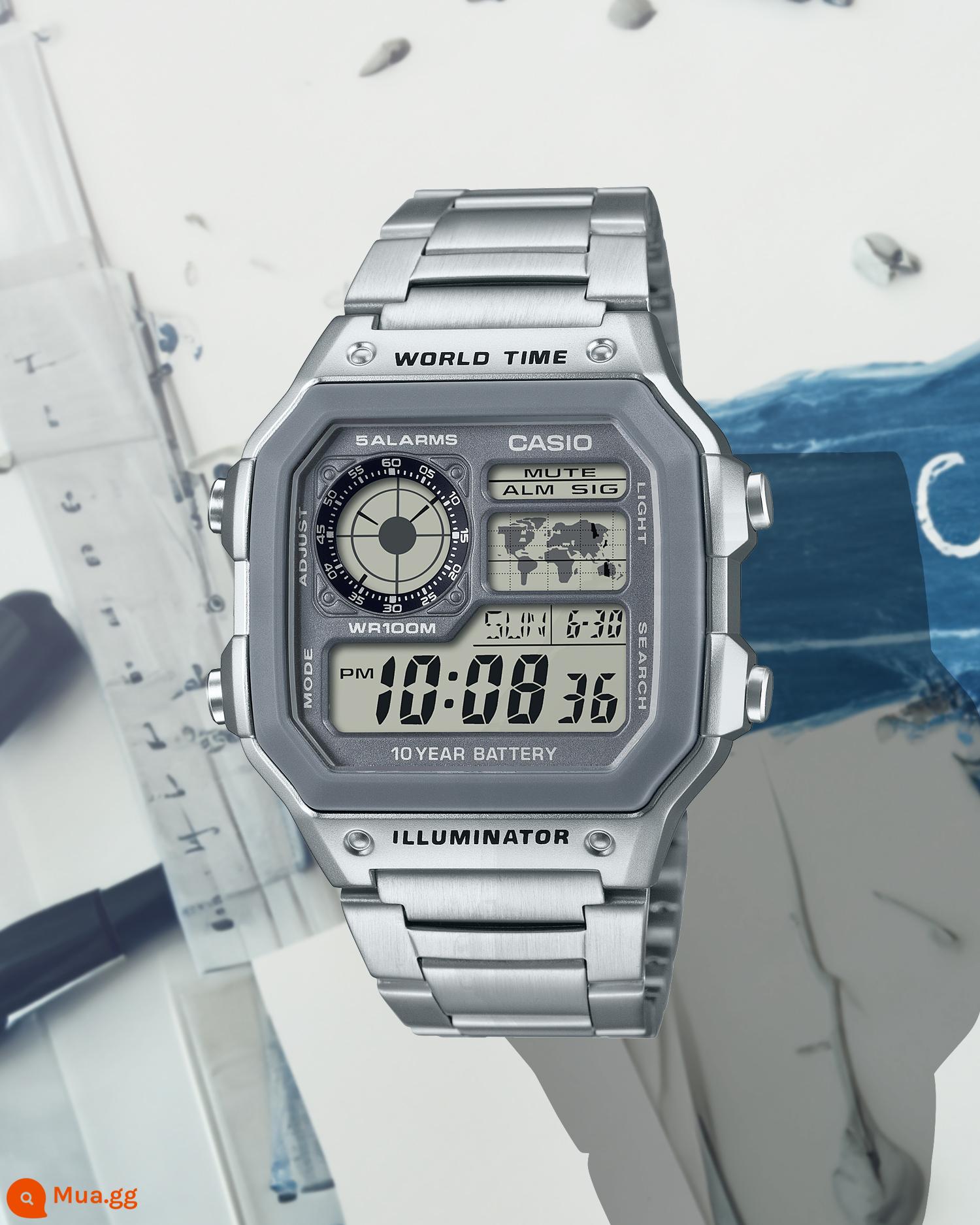 Đồng hồ casio casio ins retro chống nước thể thao đa chức năng đồng hồ nam điện tử nam ae-1200wh-1b - AE-1200WHD-7A khung màu xám [phim miễn phí]