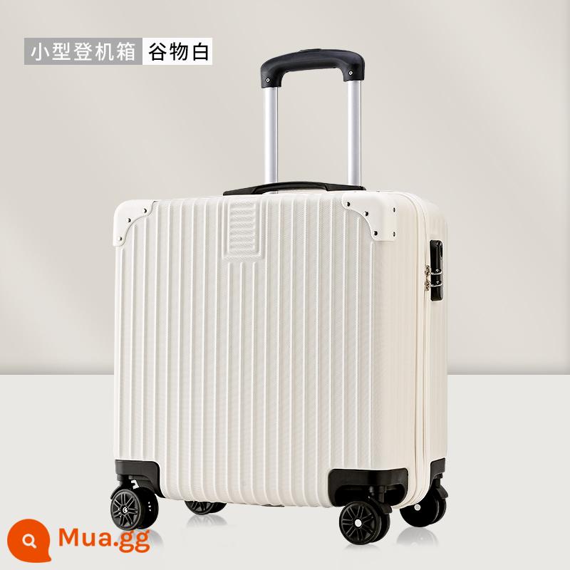 Vali nhỏ nữ 20 vali nam khung nhôm 18 inch nội trú cần sinh viên mini mật khẩu bao da nhẹ - Hạt trắng (phiên bản góc)