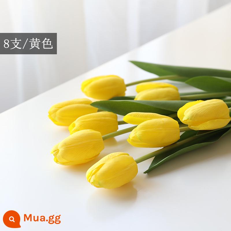 Mô Phỏng Bó Hoa Cảm Thấy Dưỡng Ẩm Tulip Cắm Hoa Cao Cấp Phòng Khách Trang Trí Bánh Cắm Hoa Giả Hoa Khô Màu Hồng - Gói 8 màu vàng [cảm giác ẩm ướt]