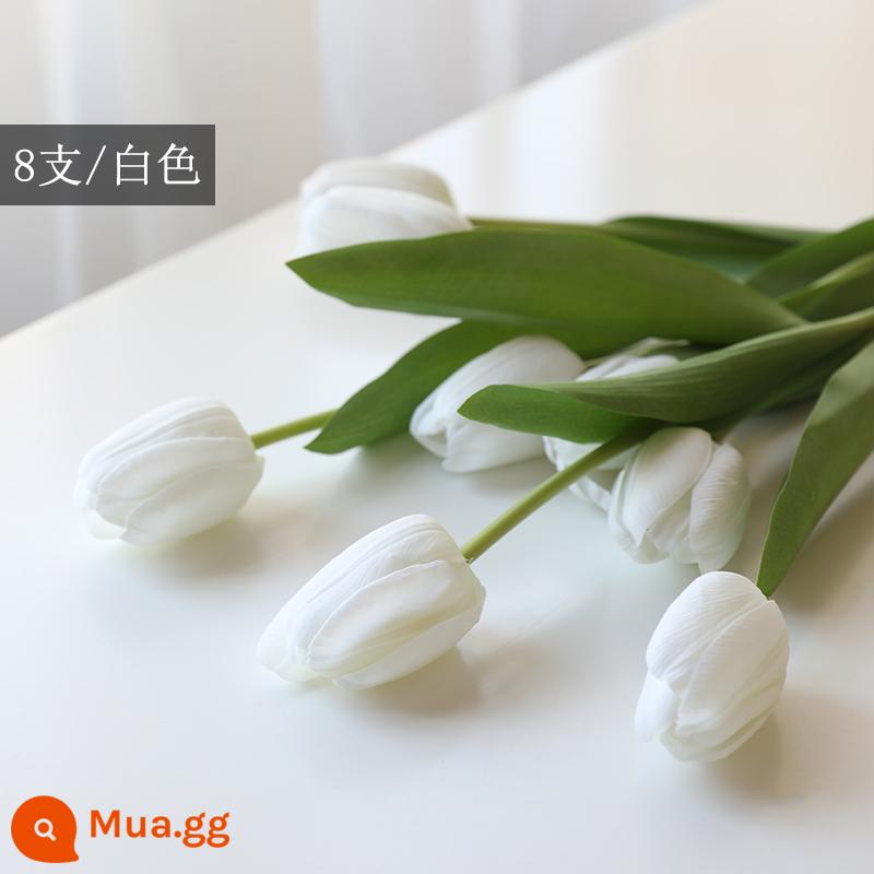 Mô Phỏng Bó Hoa Cảm Thấy Dưỡng Ẩm Tulip Cắm Hoa Cao Cấp Phòng Khách Trang Trí Bánh Cắm Hoa Giả Hoa Khô Màu Hồng - Gói 8 màu trắng [cảm giác ẩm ướt]