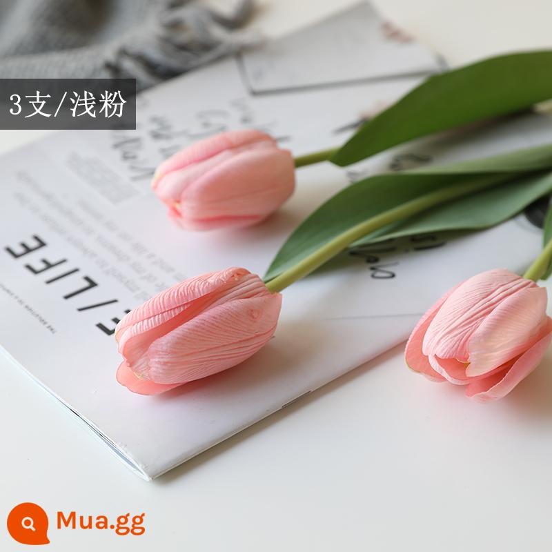 Mô Phỏng Bó Hoa Cảm Thấy Dưỡng Ẩm Tulip Cắm Hoa Cao Cấp Phòng Khách Trang Trí Bánh Cắm Hoa Giả Hoa Khô Màu Hồng - Bột nhẹ 3 gói [cảm giác ẩm ướt]